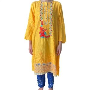 Pakistan Big Girls Yellow 2-pcs suit